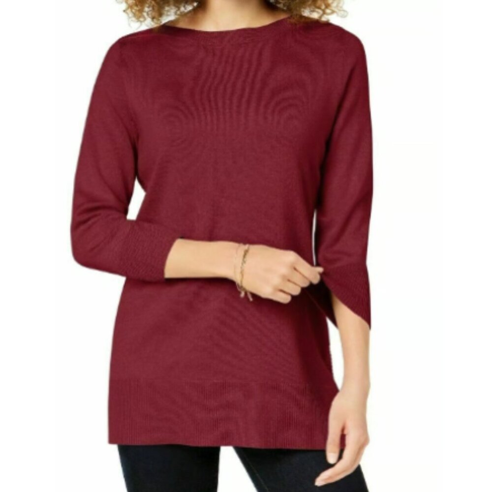 Karen Scott New Women's Top Red Size 3X Pullover Side Rib Knitted NWT
